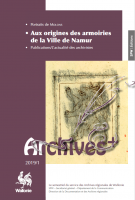 Couverture de la publication "Aux origines des armoiries de la Ville de Namur"