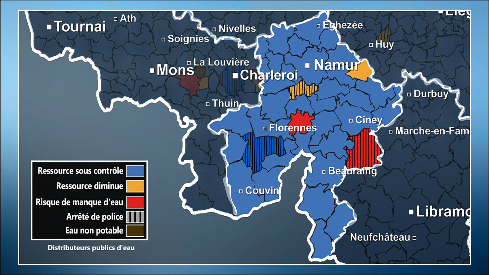 simulation d'une carte de pénurie d'eau