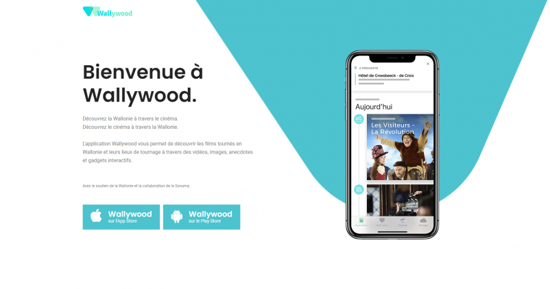 Page de téléchargement pour l'application Wallywood