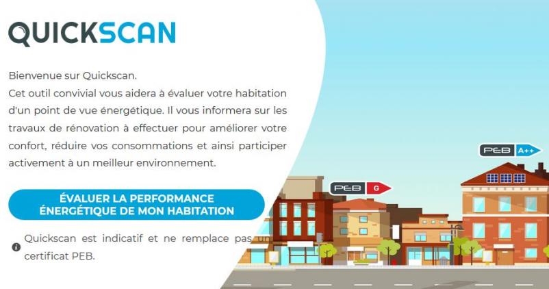 écran d'accueil du site quickscan.be